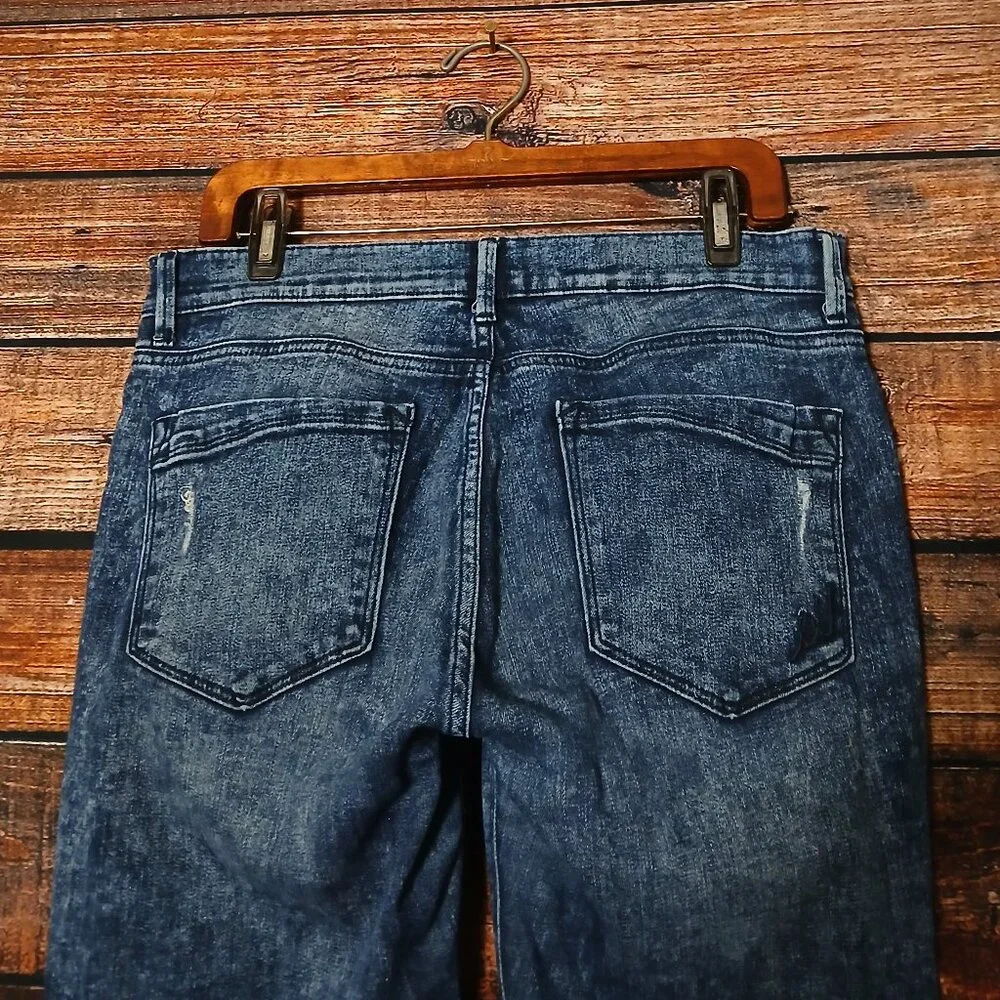 Express Jeans 10 Mia Mid Rise Legging Distressed Acid Wash Denim Stretch